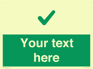 Custom green background, green tick sign